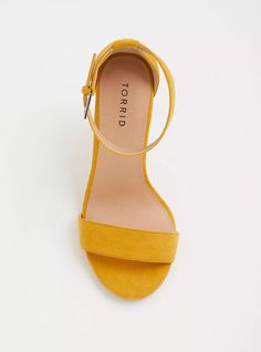 A classic tapered heel lends lift without sacrificing comfort, while a trendy mustard tone adds a pop of playful color to your look. Our unique fit gives you extra wide width and extra room around your whole foot. EXTRA WIDE WIDTH (WW). Ankle and toe straps. Adjustable buckle closure. 4” heel. Extra cushioned footbed; rubber sole. Man-made materials. Imported wide width shoes. The best plus size women's two strap tapered heel sandal (ww) sandals in yellow made of suede. Rock your look from Torrid to Festivals like Coachella and Lollapalooza, a concert, a show, or just for fun! Torrid is your destination for the freshest spring and summer styles. Unique Fits, Wide Width Shoes, Summer Styles, Heel Sandal, Extra Room, Rubber Sole, Mustard, Sandals Heels, Summer Fashion