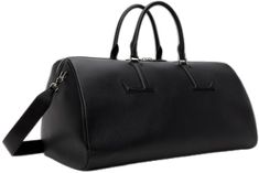 Designer Black Satchel Duffle Bag, Designer Black Travel Bag With Top Carry Handle, Designer Black Duffle Bag With Leather Handles, Designer Black Travel Bag With Top Handle, Luxury Everyday Duffle Bag With Handles, Designer Black Travel Bag With Double Handle, Luxury Black Travel Bag With Double Handle, Luxury Black Duffle Bag With Top Carry Handle, Designer Business Travel Bag With Handles