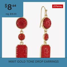 Bead Type: PlasticIncluded: 1 Pair of EarringsEarring Back: Fish HookMetal Color: Gold ToneEarring Length: 55mmEarring Width: 12mmCare: Wipe CleanEarrings Type: Wire EarringsEarrings Style: Drop EarringsMetal: ZincCountry of Origin: Imported Gold Tones, Drop Earrings, Beads, Red, 10 Things, Gold, Color