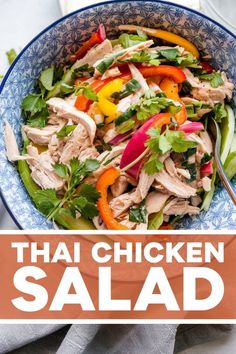 Savor the bold flavors of this chopped Thai-inspired chicken salad! 🥗Bursting with fresh veggies, juicy chicken, and a zesty peanut dressing, it’s a healthy and delicious meal option. Perfect for lunch or dinner! #SaladRecipes #HealthyEats