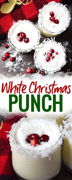 white christmas punch recipe with cranberry toppings