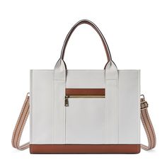 [Large Capacity Canvas Tote Bag]The size of this briefcase for women is (L)16.1x(W)5.5x(H)12.2inches. Net weight: 2.24 LB/1.02KG. The detachable long shoulder strap length is 26.1- 50.7inches. It is large enough to make your daily supplies well organized.      [Multi-Pocket Laptop Bag]Laptop tote bags for women designed with 1 Main compartment,1 padded 15.6 inch laptop compartment,1 inner zipper pocket,2 inner pockets,2 pen slots and 1 front zipper pocket. This briefcase for women is perfect f Modern Luxury Beige Briefcase, Briefcase For Women, Laptop Purse, Work Bags Laptop, Crossbody Laptop Bag, Briefcase Women, Business Briefcase, Work Handbag, Laptop Tote Bag