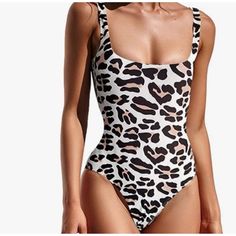 Stylish And Comfortable One-Piece Swimsuit. Leopard Print Pattern And Scoop Neck Design Add A Trendy Touch. Ideal For Beach Or Pool Wear. One-Piece Design Leopard Print Scoop Neck Comfortable Fit Medium Size Features: Stylish Pool Or Beach Swimsuit Removeable Pads Leopard Print, Stylish, Spring, Summer Leopard Pattern Hand Wash Size: Womens Medium Condition: New With Tags The Color May Vary Due To The Lighting On My Device, Your Device, Or Other Factors Casual Summer One Piece With Lined Body, Casual White Bodysuit For Sunbathing, Printed Summer One-piece Bodysuit, Trendy Lined Summer One Pieces, Casual Printed One-piece Bodysuit, Printed Summer Bodysuit, White One-piece Swimwear For Spring Sunbathing, White One-piece For Sunbathing In Spring, White One-piece For Spring Sunbathing