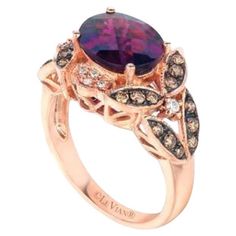 Le Vian® Ring featuring 2 5/8 cts. Raspberry Rhodolite®, 3/8 cts. Chocolate Diamonds®, 1/15 cts. Vanilla Diamonds® set in 14K Strawberry Gold® ` Chocolate Diamond Rings, Levian Rings, Wedding Limo, Levian Jewelry, Rose Gold Ring Set, Disney Weddings, Big Stone Ring, Diamond Pendent, Body Chains