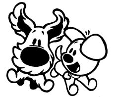 two cartoon dogs playing with each other