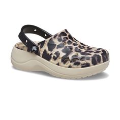 Crocs Women's Baya Platform Leopard Print Clogs Nwt Brand: Crocs Size: Woman’s 9 The Baya Clog You Know And Love Is Now Available As A Platform! This Crocs Baya Platform Clog Features A Heightened Outsole, Advanced Ventilation For Breathability And A Customizable Design Made For Personalization With Jibbitz Charms. Dress Up The Strap And Upper To Reflect Your Mood, Outfit Or Personality -- The Possibilities Are Endless. Shoe Closure: Slip-On With Heel Strap Comfort Features: Round Toe; Perforate Crocs Platform Clog, Crocs With Charms, Crocs Platform, Leopard Outfit, Crocs Baya, New Crocs, Comfortable Flip Flops, Leopard Outfits, Leopard Shoes