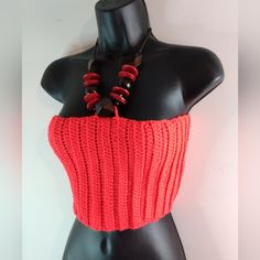 Size Medium Brand New Handmade Request Any Color Casual Red Crochet Top For Festival, Red Crochet Beach Top, Casual Red Crochet Top, Casual Red Crochet Top For Vacation, Red Crochet Top For Vacation, Red Crochet Bohemian Top, Red Crochet Top For Spring, Crop Top Crochet, Knot Crop Top