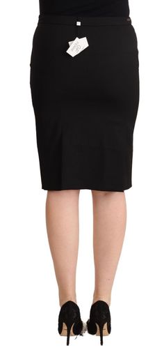 Indulge in the epitome of sophistication with this stunning GF Ferre Pencil Skirt. A perfect fusion of elegance and comfort, this skirt is crafted with a luxurious blend of polyester, wool, and a hint of elastane, ensuring a flattering fit for all occasions. The classic black hue and streamlined pencil cut design make it an essential addition to your professional wardrobe. Featuring a convenient zip closure on the side and embellished with subtle logo details, it’s the ideal choice for those see Italy Logo, Professional Wardrobe, Black Pencil, Black Model, Straight Skirt, Guess Jeans, Knee Length Skirt, High End Fashion, Cut Design