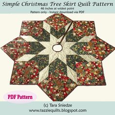 a christmas tree skirt pattern is shown with the words, simple christmas tree skirt quilt pattern