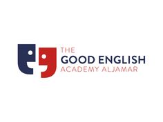 the good english academy jamar logo on a white background with red and blue letters