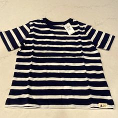 Nwt Gap Kids Navy And White Striped Shirt Size 5t Gap Striped Cotton Tops, Striped Cotton Gap Tops, Casual Striped Gap Tops, Casual Striped Tops From Gap, Casual Striped Tops By Gap, White Cotton Gap Top, Blue Cotton T-shirt By Gap, Captain America Shirt, Gap Kids Boys