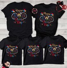 Disney Birthday Shirt Ideas, Boy Disney Shirts, Disney World Birthday, 5th Birthday Boys, Disney Birthday Shirt, Matching Family Shirt, Birthday Squad Shirts, Birthday Boy Shirt, Boy Birthday Decorations