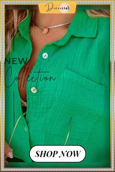 Autumn Female Clothing Elegant Blouses Shirts Casual Winter New Women's Red Loose Pleated Sleeve Pocket Shirt Top for Women Summer Collar Blouse With Pockets, Beach Cotton Blouse With Collar, Collar Beach Blouse In Cotton, Green Tops With Pockets, Green Blouse With Pockets For Summer, Elegant Blouses, Female Clothing, Pocket Shirt, Top For Women