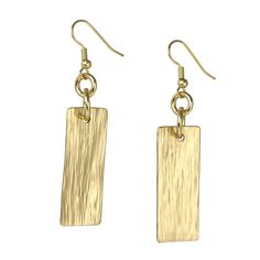 It's only natural to be attracted to these stunning Nu Gold Bark Drop Earrings. The contemporary rectangular shape is enhanced by a beautiful hand-chased bark texture that gleams in a rich gold color. Measures approximately 2 1/2 inches in Length x 1/2 inches in Width Nu Gold (Red Brass) Brass is sealed with a protective coating to prevent Tarnish 14K Gold-filled French Earwires, for pierced ears only Gift Boxed View our Portfolio Video of Nu Gold Brass Jewelry Portfolio Video, Bark Texture, Amazon Handmade, Handcrafted Earrings, Gold Brass, Brass Jewelry, Brass Earrings, Pierced Ears, Teardrop Earrings