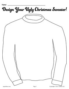 an ugly christmas sweater with the words design your ugly christmas sweater in black and white