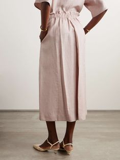 LORO PIANA Belted linen, wool and silk-blend midi skirt Exclusive Dress, Sports Suit, Matching Top, Knitwear Tops, Dress Trousers, Beach Dresses, Summer Hats, Mini Dress Party, Elegant Outfit