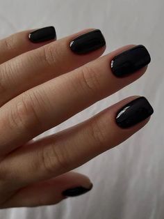 Black  Collar    Color Nails Embellished   Nail,Hand & Foot Care Square Short Black Nails, Classy Gel Nails Short, Nails Black Square, Black Nails Square, Black Nails Short, Black Gel Nails, Manicure Gel, Short Square Nails, Gel Nail Kit