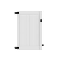 an open white door with black handles on a white background, showing the bottom panel