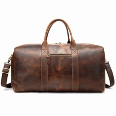 Do you take quick business trips by yourself for a couple of nights or so? This Hanley Leather Duffel Bag is perfect. That's why we take pride in creating leather bags that are strong, durable, and built to last. Whether you're bringing your collection to work, or just wanting to add some style to your day, this duffel bag is the perfect hand luggage piece for the job! It opens wide with two durable handles and its own reinforced canvas case for easy care during travel. Features: Interior: 3 separate compartments, 1 laptop compartment, 1 compartment with zippered pocket, and one regular compartment complete with additional small pockets. It will hold all the essentials, from some clothes to toiletries and everything in between. If you need to take it on the plane as a carry-on, it will eas Leather Travel Bag With Large Capacity For On-the-go, Leather Shoulder Bag Luggage For Daily Use, Large Leather Travel Bag For Daily Use, Rectangular Leather Travel Bag For Business Trips, Leather Travel Bag With Large Capacity For Daily Use, Leather Duffle Bag With Large Capacity For Daily Use, Large Capacity Leather Weekender Bag For On-the-go, Large Capacity Leather Travel Bag For Daily Use, Daily Use Leather-lined Rectangular Duffle Bag