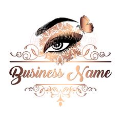 the logo for a beauty salon with an eye and butterfly on it's side