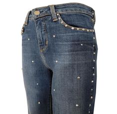 Silver Jeweled women's premium blue denim decorated with premium crystals and silver brass studs on all over, rocking attractive. Size- US Women's Pants 25  (NOTE: ETSY didn't have size 25 on list, shows as US Women's 24) Designed and embellished in Los Angeles, CA MADE WITH LOVE WITH YOU IN MIND, BE GORGEOUS, BE PEACEFUL, BE HAPPY, BE SAFE High Waist Blue Jeans With Rhinestones, Luxury Embellished Denim Bottoms, Luxury Embellished Blue Jeans, Denim Blue Embellished Mid-rise Bottoms, Mid-rise Denim Flare Jeans With Rhinestones, Silver Jewels, Blue Denim, Women Jeans, Pants For Women