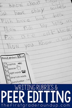 writing rubs and paper editing with the first grade roundup