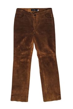 These faux suede pants by Earl Jean are a cold weather staple. A straight leg and five pockets mirror your favorite pair of jeans, but the material gives a fresh alternative. Pair with a cream knit sweater and boots for family brunches and more! Size 4 (27) 82% Cotton, 16% Nylon, 2% Lycra Made in USA Straight leg Faux suede 5 pockets Front zipper w/ button closure Lined Waist 30" Total length 37.5" Inseam 28.5" Fall Straight Fit Full Length Bottoms, Brown Full Length Leather Pants For Fall, Full Length Brown Leather Pants For Fall, Brown Straight Leg Leather Pants For Fall, Brown Straight Leather Pants For Fall, Brown Cargo Pants For Winter, Brown Bottoms For Fall With Standard Cut Leg, Straight Fit Pants With Standard Cut For Fall, Fall Bottoms With Straight Fit And Standard Cut Leg