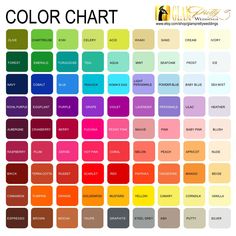 the color chart for pixell perfect inverts, which includes different colors and sizes