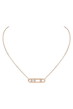 MESSIKA-Move Diamond Necklace-ROSE GOLD Gold Diamond Necklace, Photography Wall, Tan Skin, Left Behind, Rose Gold Necklace, The Pretty, Brilliant Cut Diamond, Luxury Jewelry, Gold Diamond