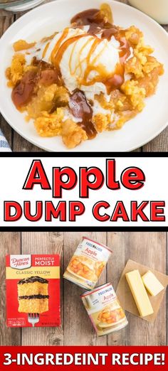 an apple dump cake recipe with 3 ingredients