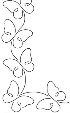 a line drawing of butterflies flying in the air