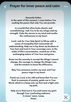 prayer for inner peace and calm