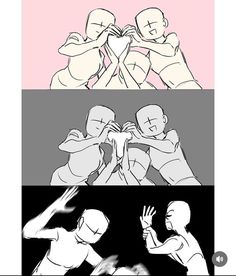 three different images with the same person holding their hands up to each other, and one is