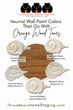 the three bears wall paint colors that go with orange wood tones, including white and brown