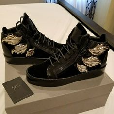 Worn Literally One Time. Excellent 10/10 Condition. 100% Authentic. Comes With Original Box, Just Bag And Certificate Card. Patent Leather. Luxury Gentleman's Wingtip Lace-up Shoes, Luxury Black Lace-up Men's Shoes, Wings Color, Guissepe Zanotti Men Shoes, Semi-formal Black Leather Shoes With Crocodile Pattern, Zanotti Shoes, Giuseppe Zanotti Shoes, Silver Wings, One Time