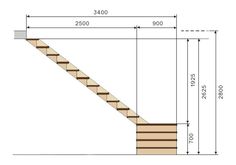 a drawing of a stair case with measurements