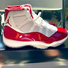 Size 8 Men Never Worn | Brand New | 100% Authentic No Returns Red Jordan Shoes With Air Cushioning And Round Toe, Sporty Red Jordan Shoes With Air Cushioning, Red Leather Basketball Shoes With Air Cushioning, Air Jordan 11 Cherry, Jordan 11 Red, Jordan 11 Retro Low Cherry, Air Jordan 11 Retro Cherry, Red High-top Jordan Shoes With Air Cushioning, Red High-top Basketball Shoes With Air Cushioning