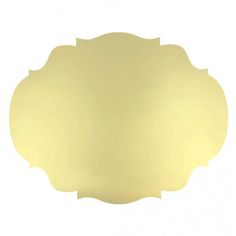 an oval shaped glass plate with scalloped edges in pale yellow color on a white background