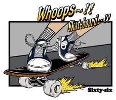 an image of a skateboard with shoes on it and the words whoops?