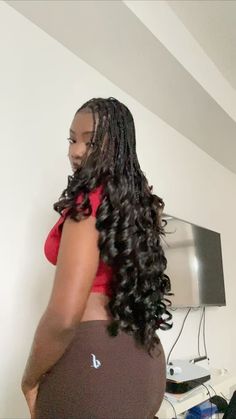 french curl braids Layered Boho French Curl Braids, French Curls Braids Black Women, Braids With Curls At The End, Curl Braids, French Curls, French Curl