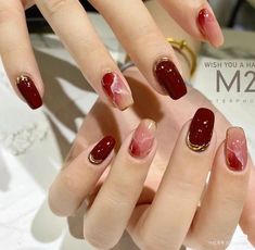 Nail Art Wedding Elegant Red, Red Elegant Nails, Nail Art Wedding Elegant, Cny Nail Art, Nail Art Vermelho, Nail Tet