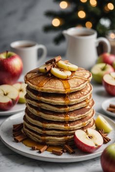 A photo of a  Apple Cinnamon Pancakes a Christmas Pancake Recipes