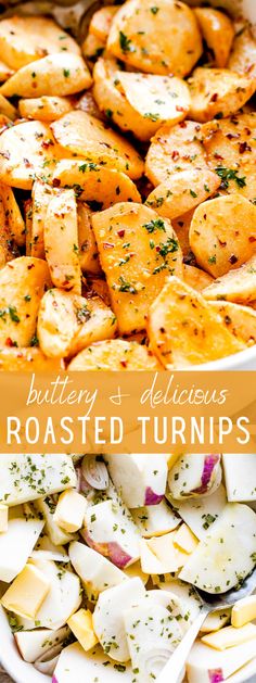 this is an image of roasted turnips with butter and seasoning