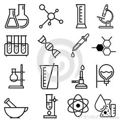 black and white icons on the theme of science