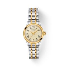 TISSOT CLASSIC DREAM LADY Tissot Watches, Evolution Of Fashion, Wnba, Sport Chic, Classic Watches, Two Tone Watch, Ladies Watch, White Dial, Swiss Watches