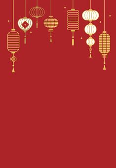 a red background with lanterns and stars