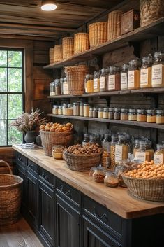 a kitchen filled with lots of different types of food