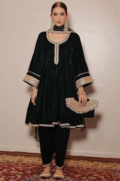 Black Velvet Anarkali, Short Anarkali, Velvet Anarkali, Black Velvet Suit, Salwar Pants, Lace Suit, Independance Day