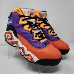 Fila Basketball Shoes Mens 12 Mb Orange Purple Aztec Logo Spell Out Lace Up These Are Brand New. They Will Not Ship With Their Original Box. Size 12 V2 Orange Leather Basketball Shoes With Laces, Leather Basketball Shoes With Vibram Sole, Retro Lace-up Basketball Shoes With Cushioned Footbed, Retro Leather Lace-up Basketball Shoes, Multicolor Leather Basketball Shoes With Round Toe, Multicolor Leather Basketball Shoes, Purple Leather Basketball Shoes With Cushioned Footbed, Multicolor Leather Basketball Shoes With Cushioned Footbed, Fila Basketball Shoes