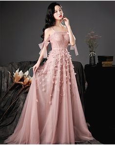 Pink Floor-length Evening Dress For Debutante Ball, Pink Evening Dress For Debutante Ball And Prom Season, Pink Ball Gown For Banquet, Pink Evening Dress With Fitted Bodice For Banquet, Pink Sleeveless Evening Dress For Debutante Ball, Pink Floor-length Gown For Banquet, Pink Floor-length Banquet Gown, Pink Tulle Ball Gown Evening Dress, Pink Tulle Evening Dress For Prom